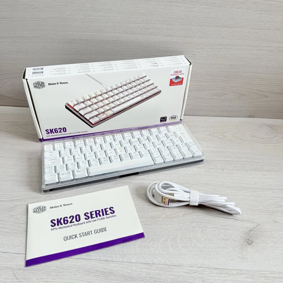 CoolerMaster SK620 Wired Mechanical RGB Gaming Keyboard White 60% Linear Switch - Image 2 of 4