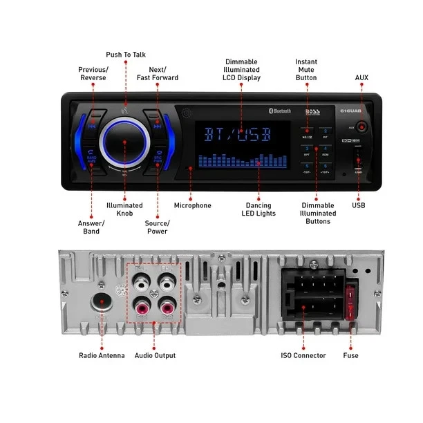 BOSS Audio Systems 616UAB Car Stereo with Bluetooth - Single DIN, MP3, USB, Aux- - Image 2 of 4