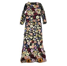 Mac Duggal Black Floral Embroidered Long Sleeve Cocktail Dress Womens 10 NWT