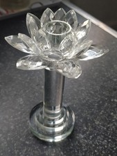 Crystal Glass Lotus Flower Candle Holder/ Candlestick