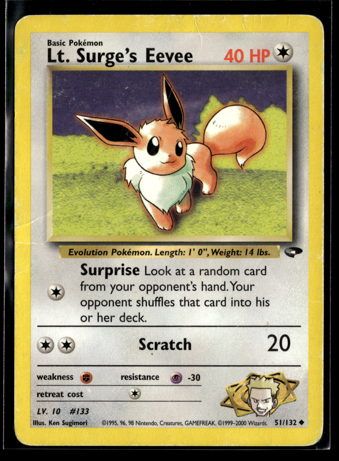 Lt. Surge's Eevee 51/132 Gym Challenge Regular Pokemon Card HP