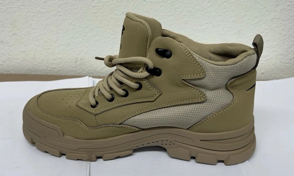 Men Steel Toe Safety Work Boots Tan Tactical Hiking Shoes Indestructible