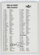 2003-04 Fleer Avant Checklist Checklist 0xy0
