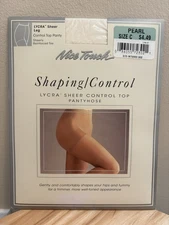 nice touch shaping control lycra sheer control top pantyhose pearl sz C