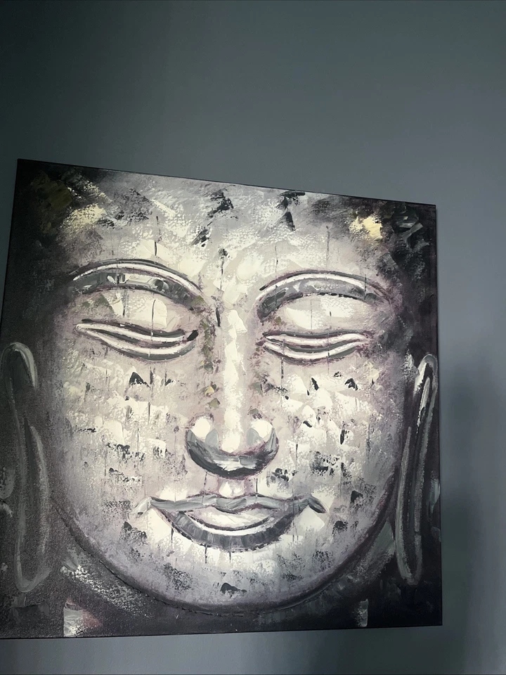 Pintura acrílica vintage del rostro de Buda.  Foto 3 de 4