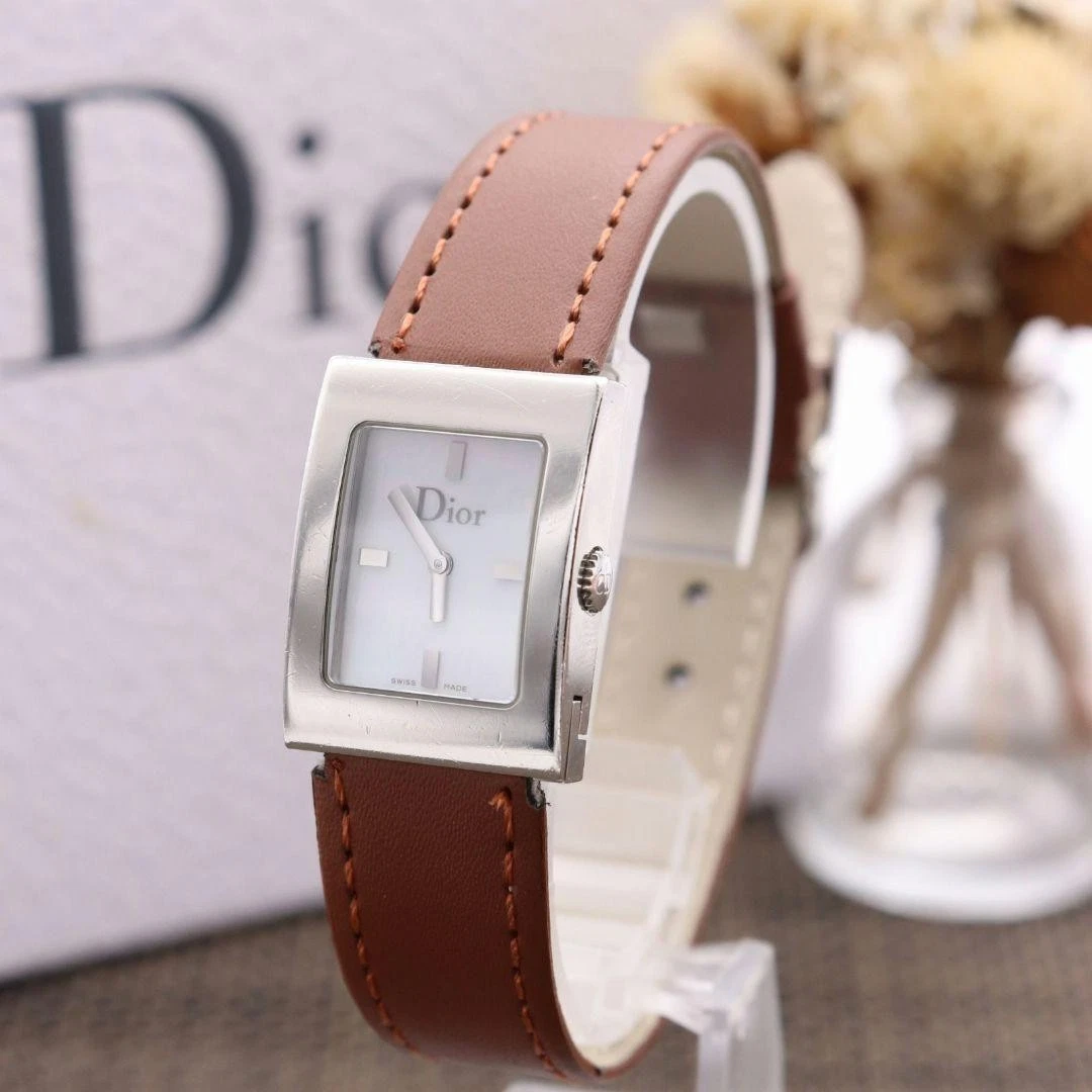 Orologio Christian Dior Donna Malice D78 109 Quadrante Argento Cintura Marrone 84568K Authen