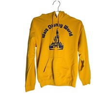 Vintage Unisex Small Walt Disney World Hoodie Pullover Yellow Castle Icon 50th