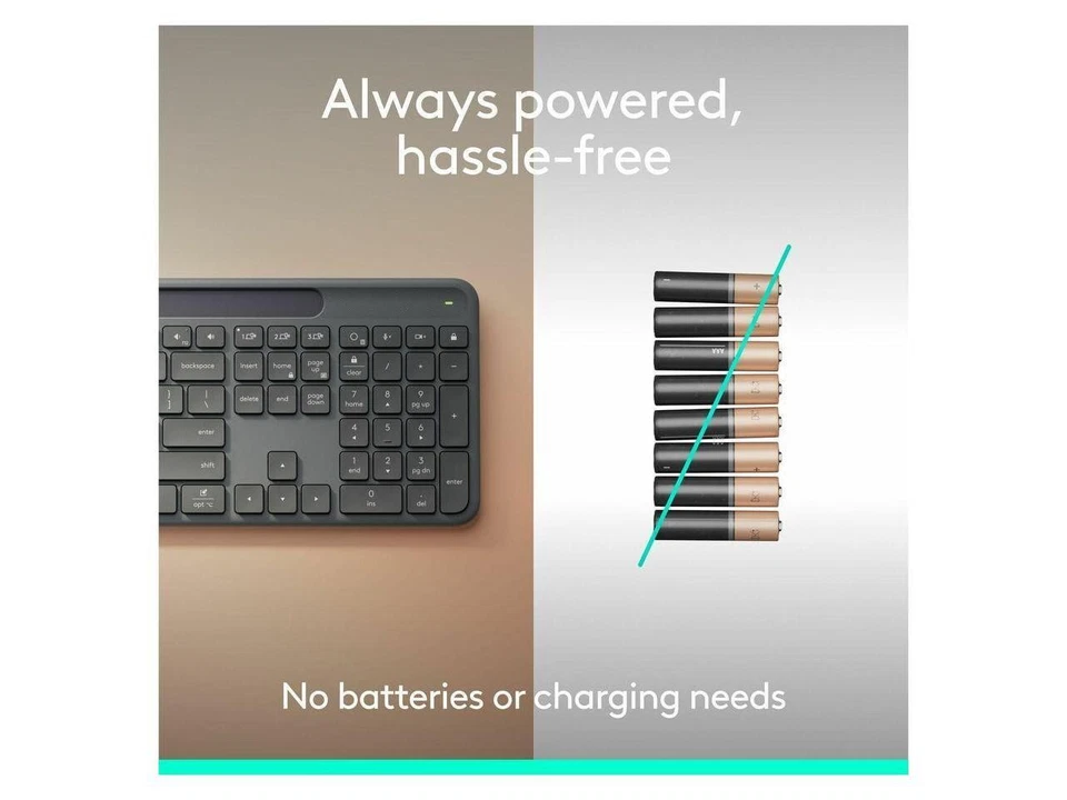 Logitech Signature Slim Solar+ K980 for Business, Wireless Keyboard, Quiet - Image 2 of 4