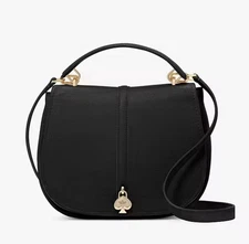 Kate Spade New Spade Kayla Pebbled Leather Saddle Bag Crossbody In Black