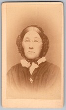 Antique CDV Circa 1870s Old Lady With Glasses In Dark Dress Unmarked