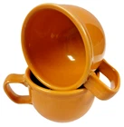 Pair of HOMER LAUGHLIN FIESTA WARE Orange JUMBO MUG RETIRED Mugs