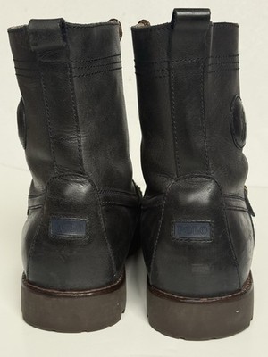 Polo Ralph Lauren Ranger Black Grain Leather BOOTS Buckle  display picture 1