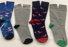 4 Pair Of Christmas Falmingo-Dachshund Socks All New -Different Designs  Lot D