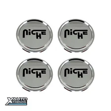 4 x Niche Wheel Center Cap Chrome w/ Black Logo 1003-22PLB