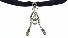 Ciondolo antico epoca edoardiana svedese argento cristallo di rocca e fiocco marcasite