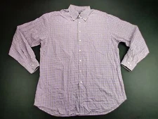 Scott Barber Men's XL Purple/White/Yellow Button Down Long Sleeve Flannel Shirt