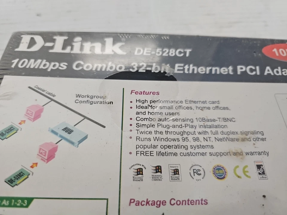 D-LINK DE-528CT 10Mbps Combo 32-Bit Ethernet PCI adapter (NEW) - Image 4 of 4