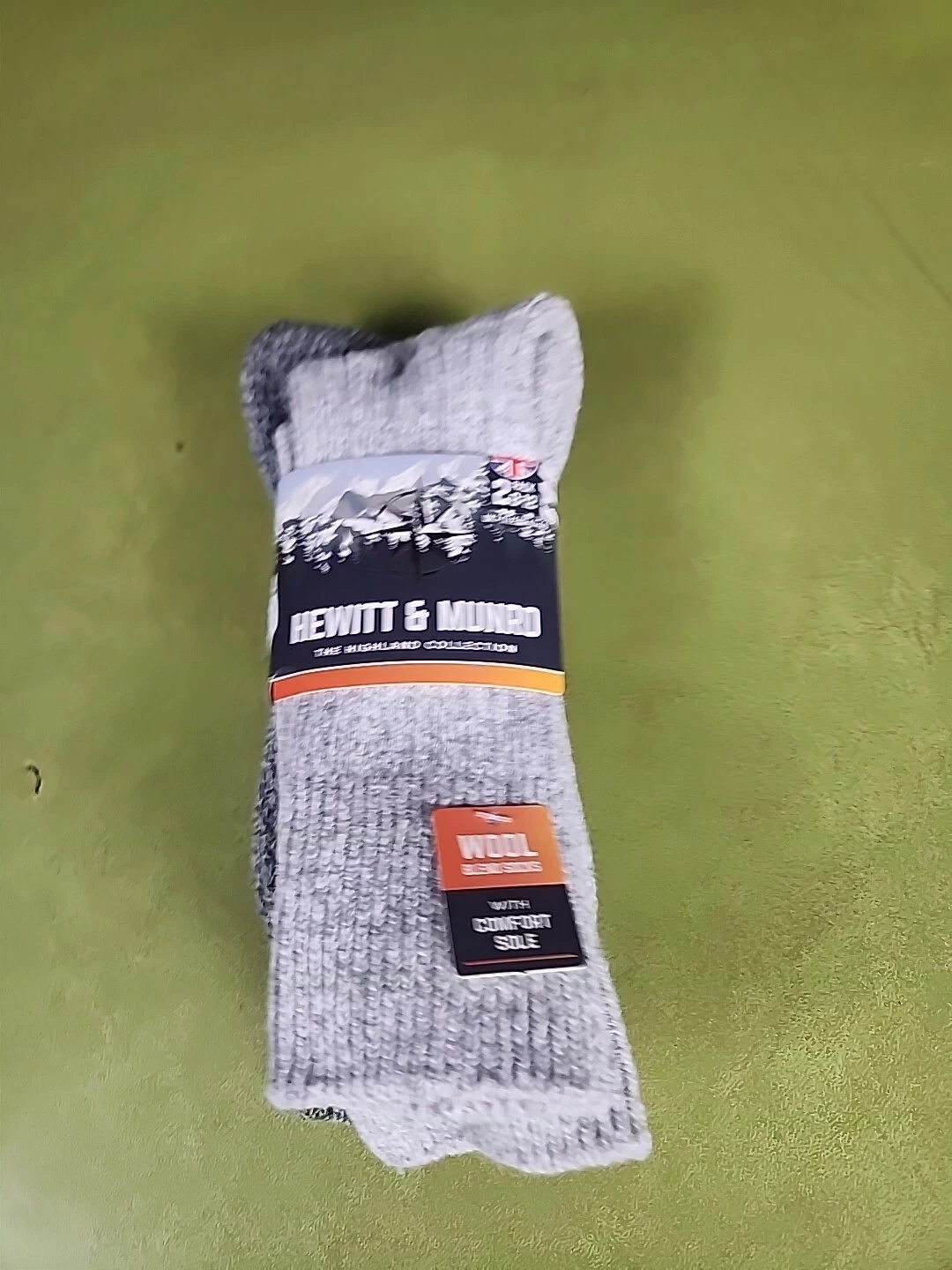 Boot Socks Men Hewitt & Munro Highland Collection Wool Blend Size 8-12 2 Pack