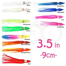 100pcs pack 3.5" Squid Skirt Hoochies Rock Fishing soft Lure 9cm Octopus @US