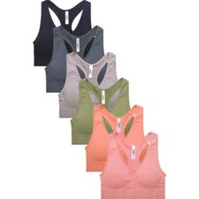 3 or 6 Women Racerback Yoga Sports Bras High Impact Workout Gym Activewear Bra