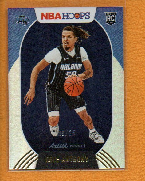 Cole Anthony 2020-21 Panini NBA Hoops BK Rookie Artist Proof RC #234 /25