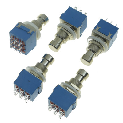 5pcs 9-Pin 3PDT Guitar Effects Pedal Box Stomp Foot Switch True Bypass Blue
