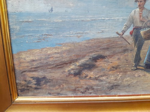 Pintura al óleo Ernst Graner "En la playa de Chioggia" alrededor de 1900 - Imagen 6 de 8