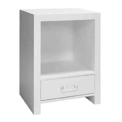 Winnie Side Table Burl Wood White Lacquer by Worlds Away