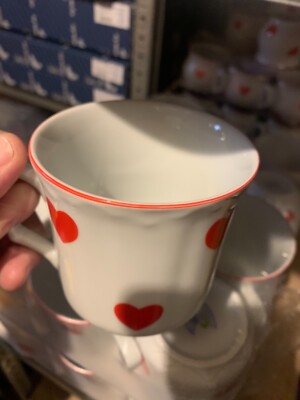 Cesky porcelan Dubi Bohemia Original Becher Karel mit Herz 0,27 L Porzellan Neu