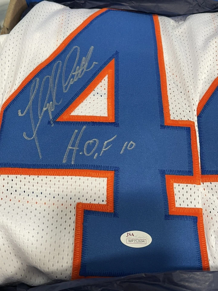 2017 Gold Rush Autographed Floyd Little HOF Denver White Football Jersey JSA COA - Image 2 of 4