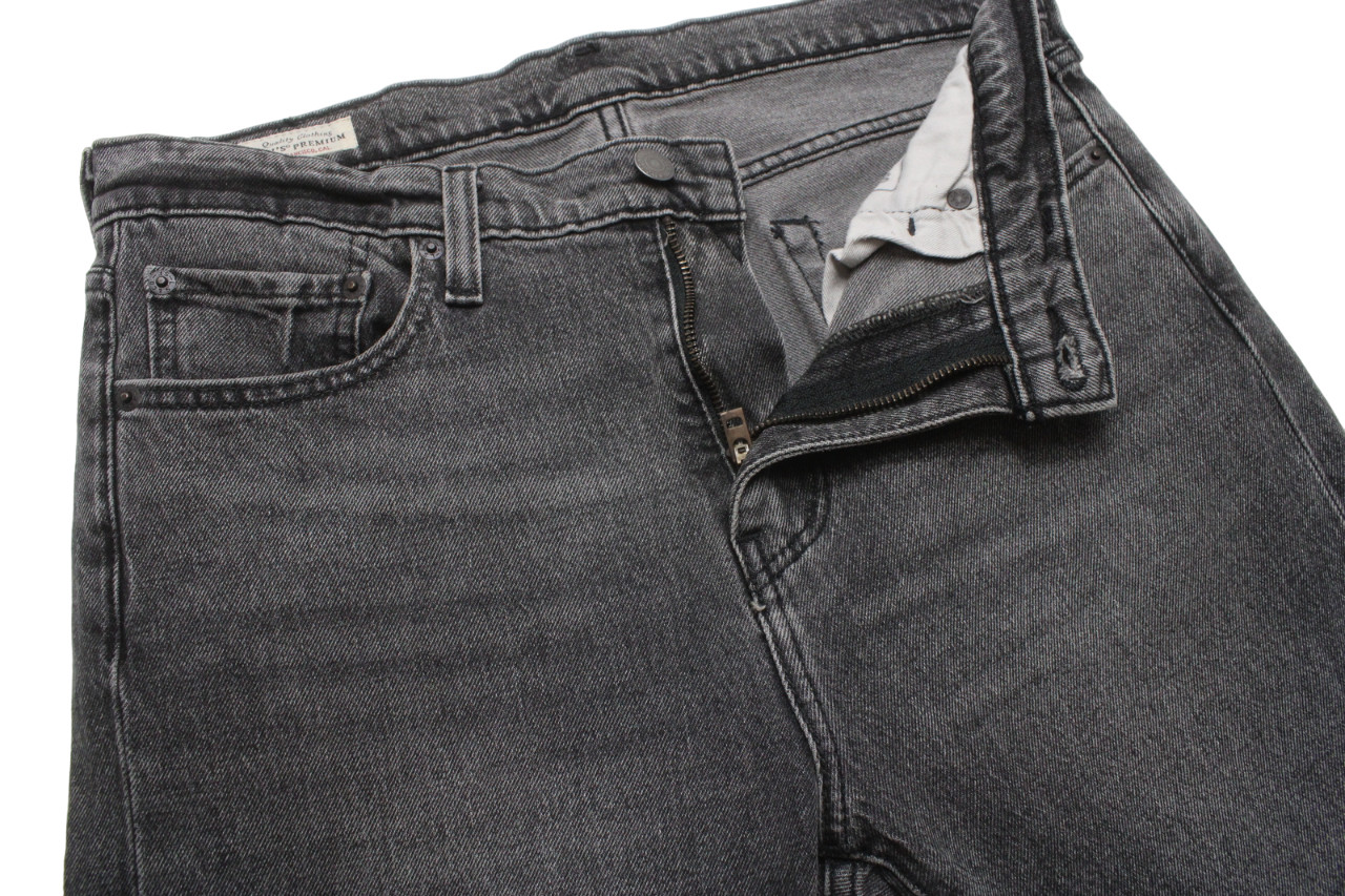 Levi's 510 Premium Big E Jeans Mens W32 L27 Skinny Fit Whiskers Dark Grey Zip thumbnail 4