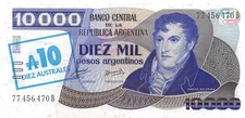 Argentina   10 A. / 10 000  Pesos  ND. 1985 Series B Uncirculated Banknote MPCH