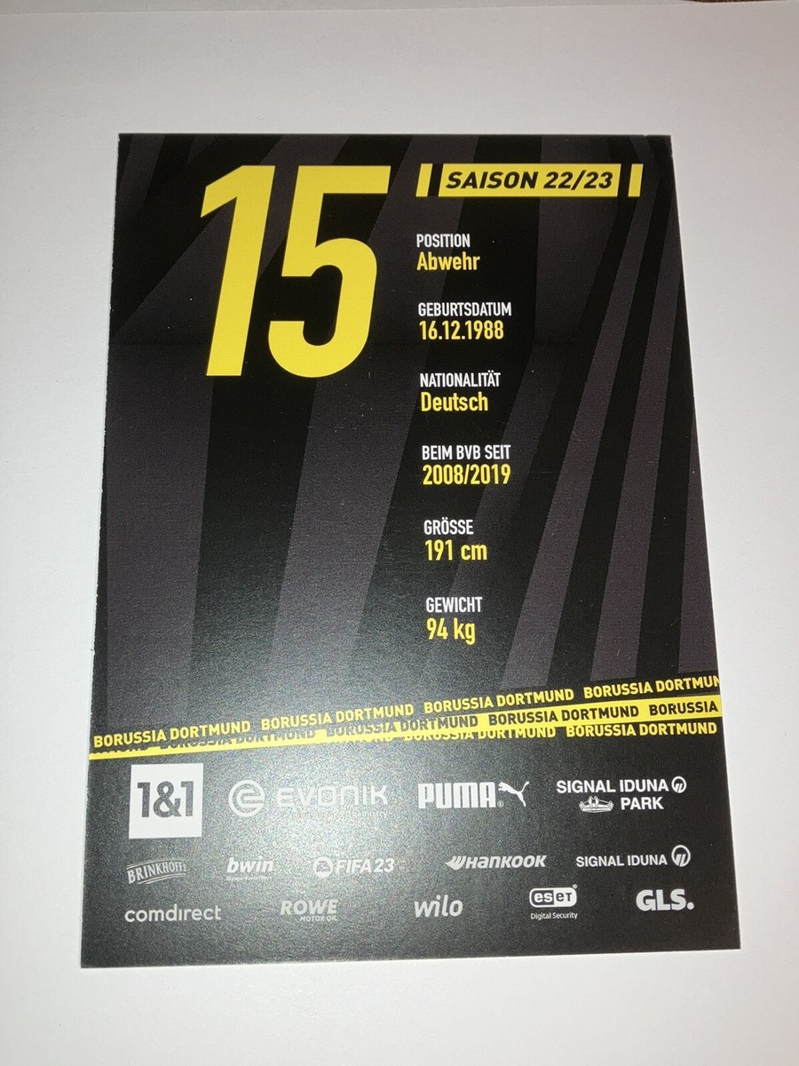 Mats Hummels - 2022-23 Original Hand Signed Borussia Dortmund