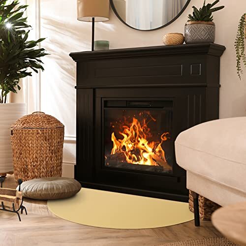 Fireproof Fireplace Mat 24×42Inch Half Round Hearth Rug Protects Floors from ... - Picture 3 of 7