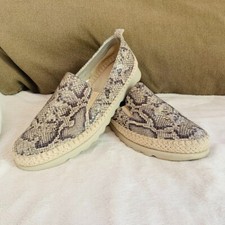 The Flexx Women' s Chappie Slip On Sneaker Ivory Black Snake Print Leather Sz 7