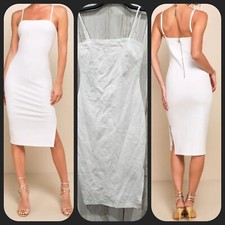 LULUS Paulina White Bodycon Midi Dress**Very Stylish** Size MEDIUM**NWOT**
