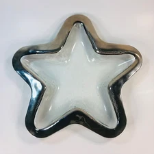 Annieglass Star Recycled Glass Dish Signed Numbered Platinum Rim 11"