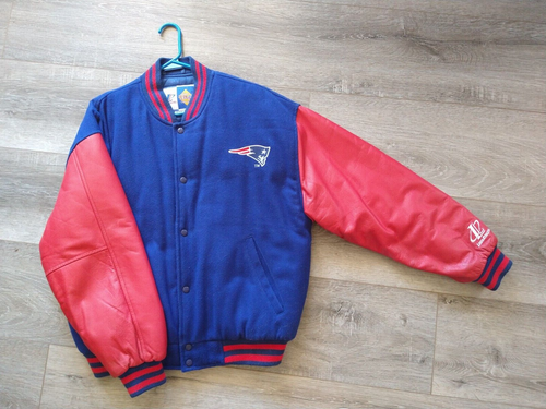 New England Patriots LOGO ATHLETIC Leather Wool coat / jacket M ~ 6X Super Bowl