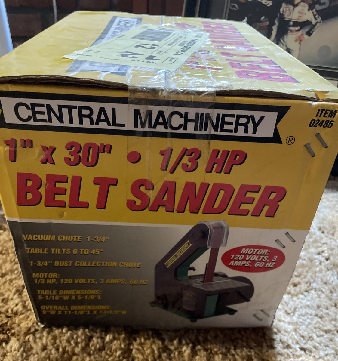 Central Machinery 1” x 30” Belt Sander 02485 Tilts 45° NIB 3amp 1