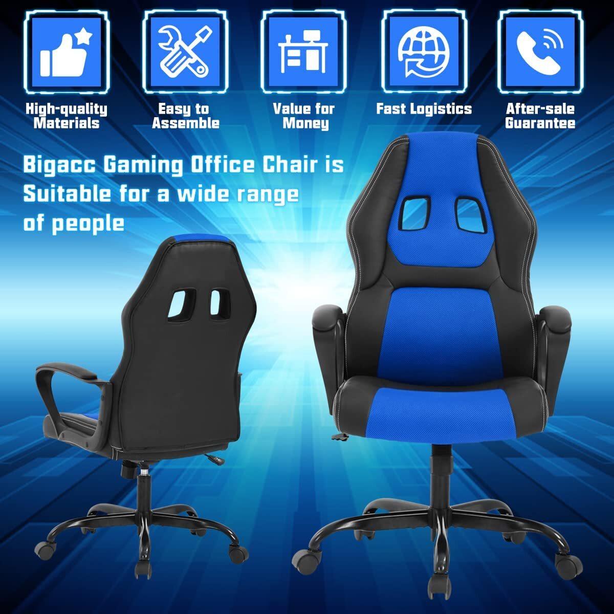 Racing Gaming Chair Home Office Computer Adjustable Swivel Executive