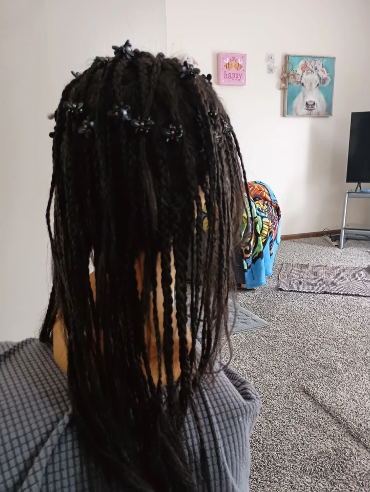 Peluca trenza frontal encaje cabello humano con flequillo 150 densidad 16 pulgadas largo marrón oscuro  Foto 4 de 4