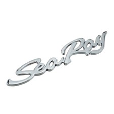 1x Chrome Sea Ray Searay SCRIPT Emblem Badge Boat Logo NEW & GENUINE Nameplate