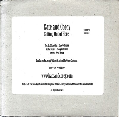 Kate And Corey Music CD Getting out of Here   Very good to excellent clean cd