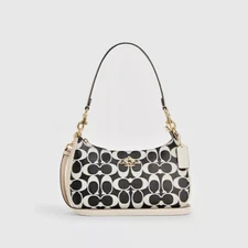 Coach Gold/Black Multi Teri Signature Canvas & Leather Shoulder Bag (CQ674) -NWT