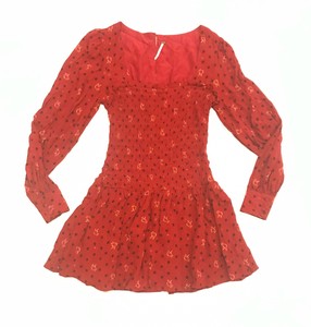 free people red long sleeve dress