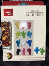 Vacu Vin Party People Wine Drinking Glass Markers Set of 12 silicone figures NEW