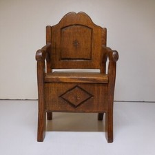 Miniature Wooden Vintage Chair Handmade Furniture Medieval Restoration N8747