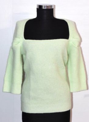 GANNI Pullover Alaka Wolle 3/4 Ärmel Lime Green Neuwertig Gr. L