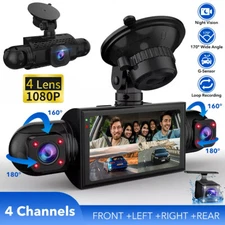 360° Dash Cam Recorder 4 Channel 1080P 4K Car Camera DVR Vehicle Video G-Sensor