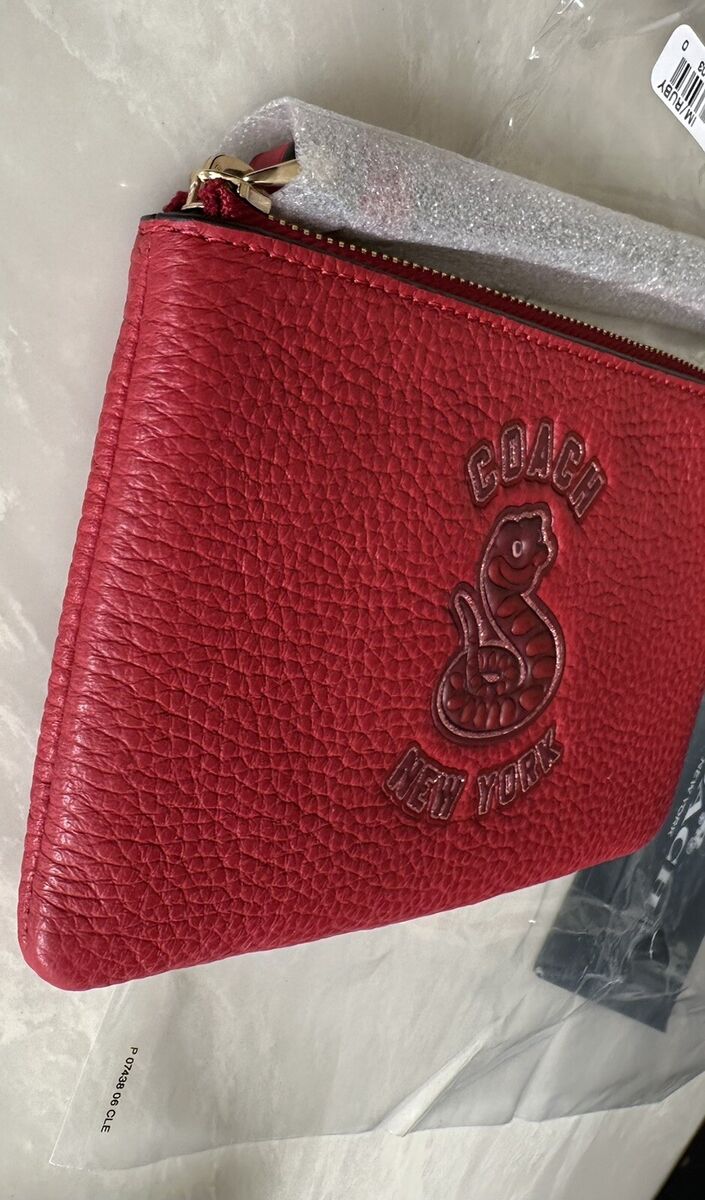 NWT COACH RUBY RED LEATHER SNAKE GRAPHIC CORNER ZIP WRISTLET NWT COACH RUBY RED LEATHER SNAKE GRAPHIC CORNER ZIP WRISTLET